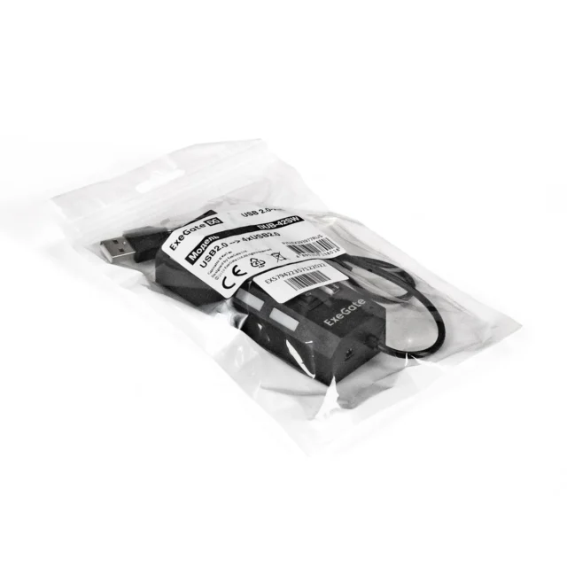 Концентратор USB ExeGate DUB-42SW Хаб 4 порта, USB 2.0, черный