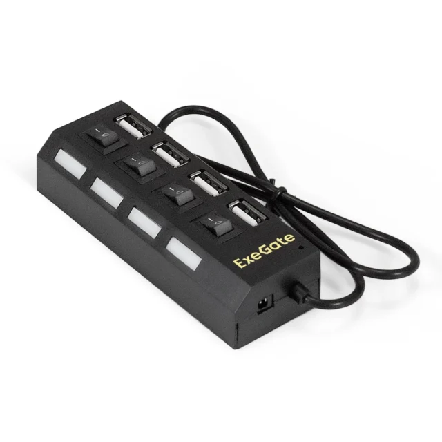 Концентратор USB ExeGate DUB-42SW Хаб 4 порта, USB 2.0, черный — изображение 5