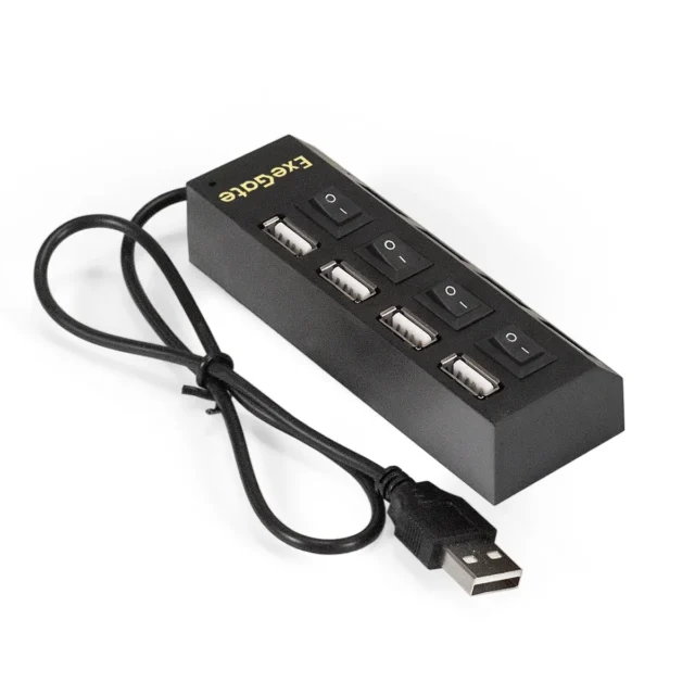 Концентратор USB ExeGate DUB-42SW Хаб 4 порта, USB 2.0, черный — изображение 4